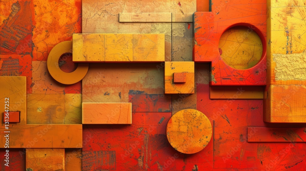 Poster the abstract picture of the red shape repetitive pattern polygon geometry in the background, geometr