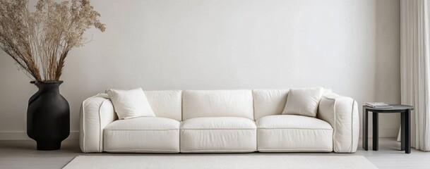 Modern White Sofa in Minimalist Living Room