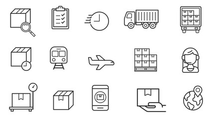 Set of Logistic outline icon Style . Vector