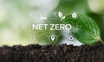 Net Zero Sustainability Concept &ndash; Lush Green Forest with Glass Sphere Symbolizing Carbon Neutrality