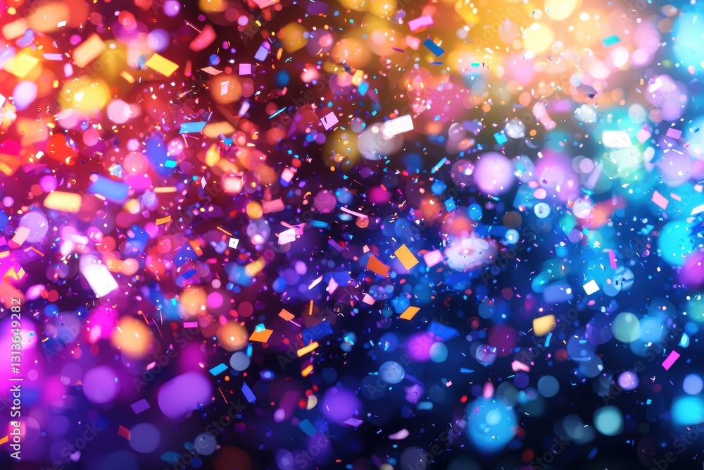 Aufkleber a dazzling display of colorful confetti and bokeh lights creating a festive and celebratory atmosphe