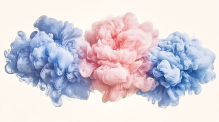 Fototapeta premium Pastel Hues in Fluid Motion, Abstract Ink Clouds, Serene Aesthetics