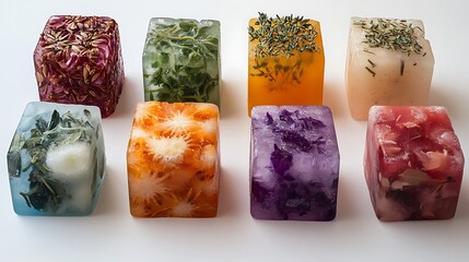 Colorful Herbal Ice Cubes  Frozen Flowers   Herbs  Aromatherapy