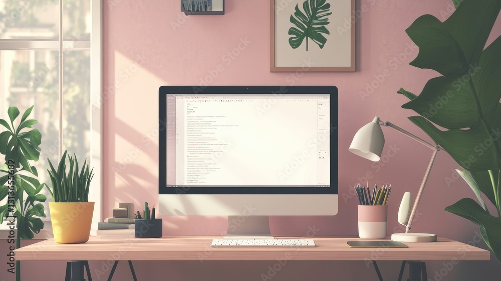 Aufkleber a serene workspace with minimal distractions, symbolizing focus and productivity in a digital world.