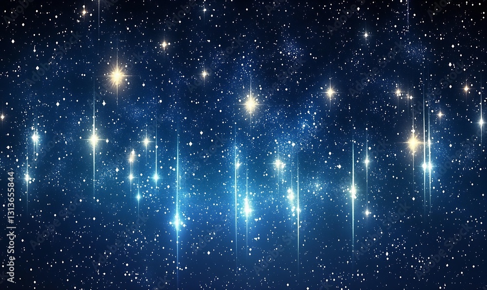 Poster Elegant representation of the Milky Way galaxy shimmering with bright stars and glowing light trails in deep space : Generative AI