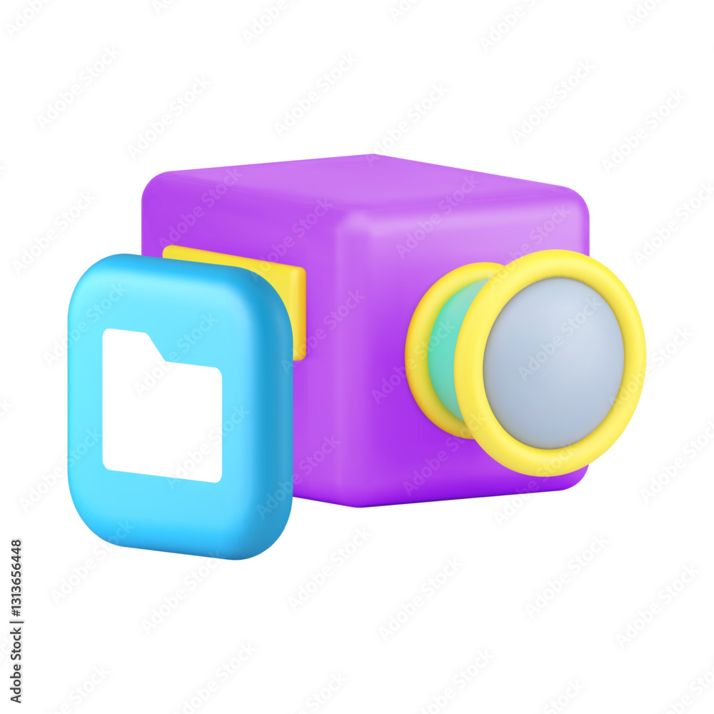 Poster multimedia data folder archive storage photo video cloud 3d icon realistic vector illustration. medi