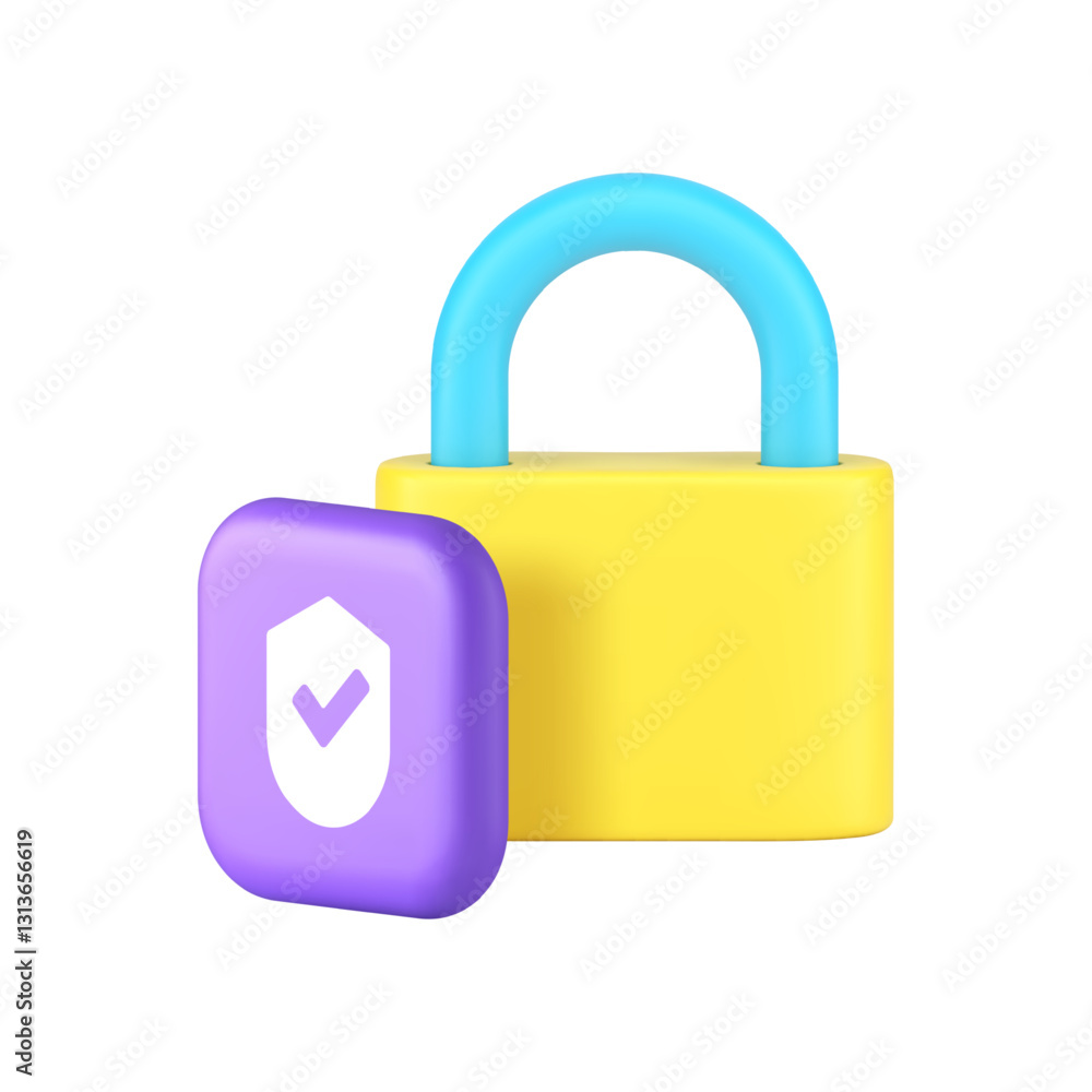Poster lock safety security privacy identity checking login access authentication 3d icon realistic vector 