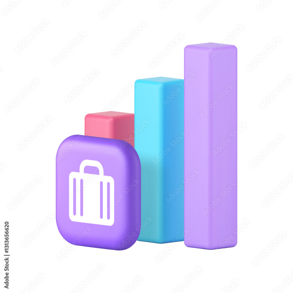 Poster business financial growth analyzing data monitoring statistic report 3d icon realistic vector illust
