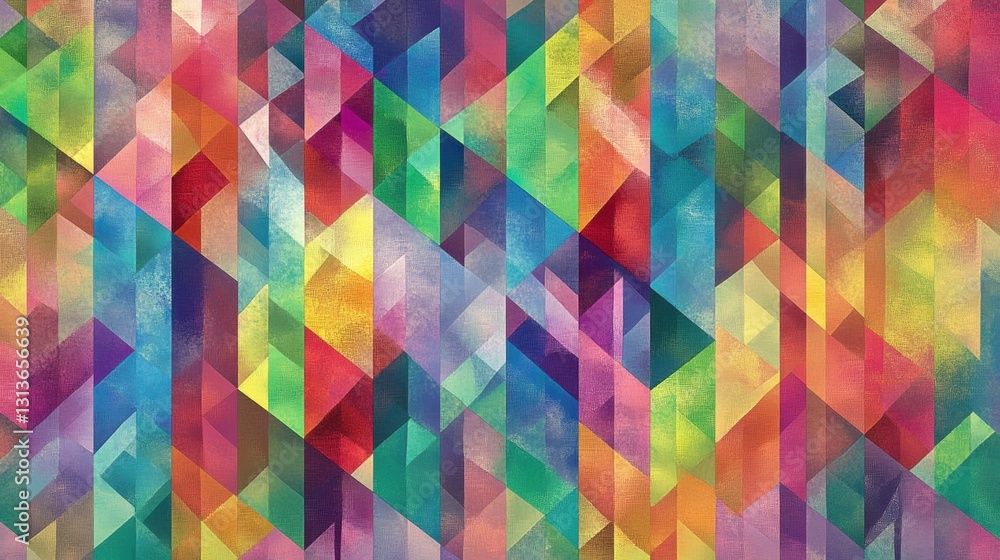 Aufkleber colorful geometric patterns with triangular shapes and vibrant hues in abstract design for modern ar