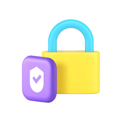 Lock safety security privacy identity checking login access authentication 3d icon realistic vector illustration. Padlock protection guarantee identification password private confidential encryption