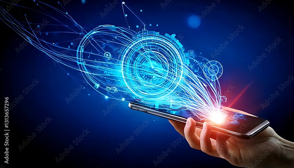 Aufkleber innovative technology visualization digital space graphic representation futuristic environment clos