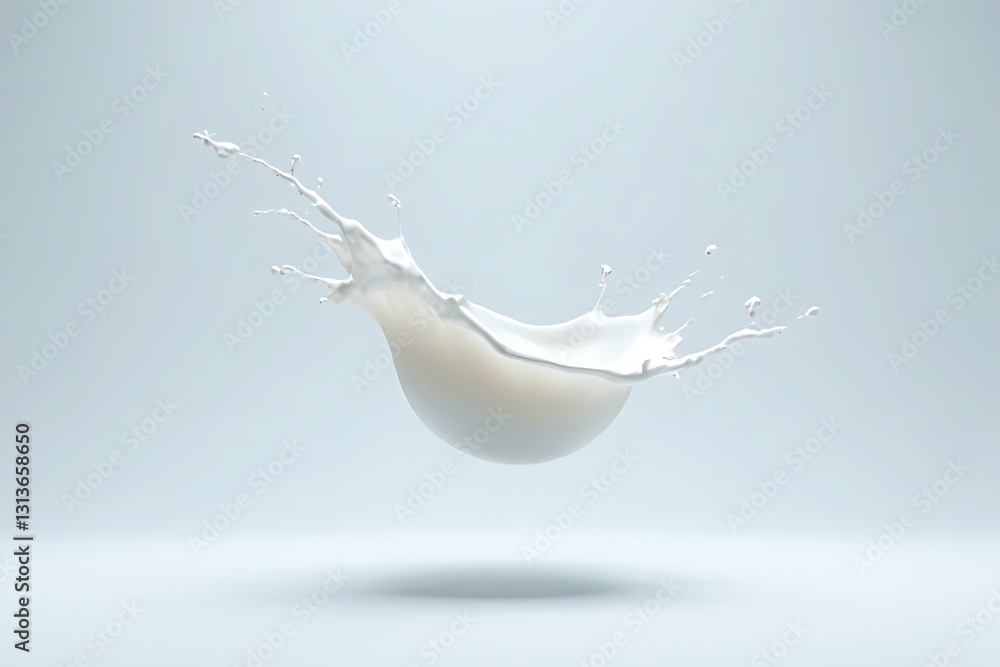 Poster dynamic milk splash studio setting high-quality image minimalist environment close-up view liquid ar