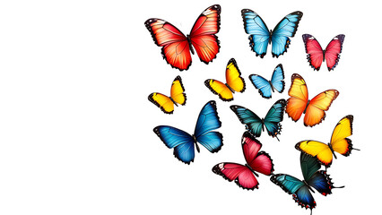 Fototapeta premium beautiful colorful butterflies fly on transparent background