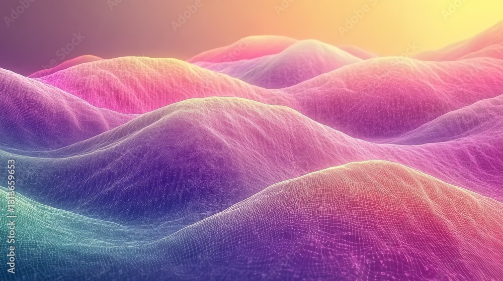 Aufkleber abstract holographic waves background with vibrant color gradients and flowing sparkling textures pe