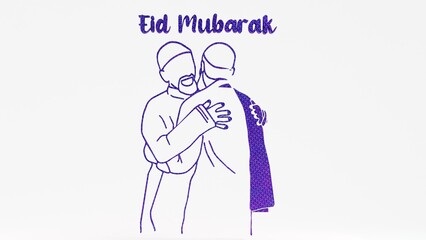 Celebrate Eid Mubarak with this touching image of two Muslim brothers hugging on Eid Day. A perfect symbol of love, faith, and unity. Ideal for Eid celebrations, family bonds, and Islamic holiday proj