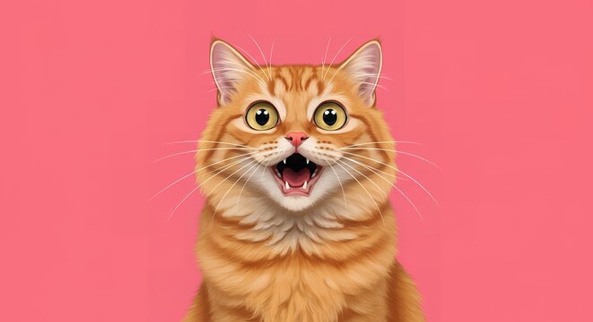Funny Meme-Style Illustration of a Cat Making a Silly Face