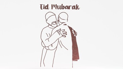 Celebrate Eid Mubarak with this touching image of two Muslim brothers hugging on Eid Day. A perfect symbol of love, faith, and unity. Ideal for Eid celebrations, family bonds, and Islamic holiday proj
