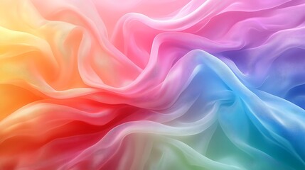 Fototapeta premium Rainbow Fabric Texture Pastel Colors Soft Drape Sheer Waves
