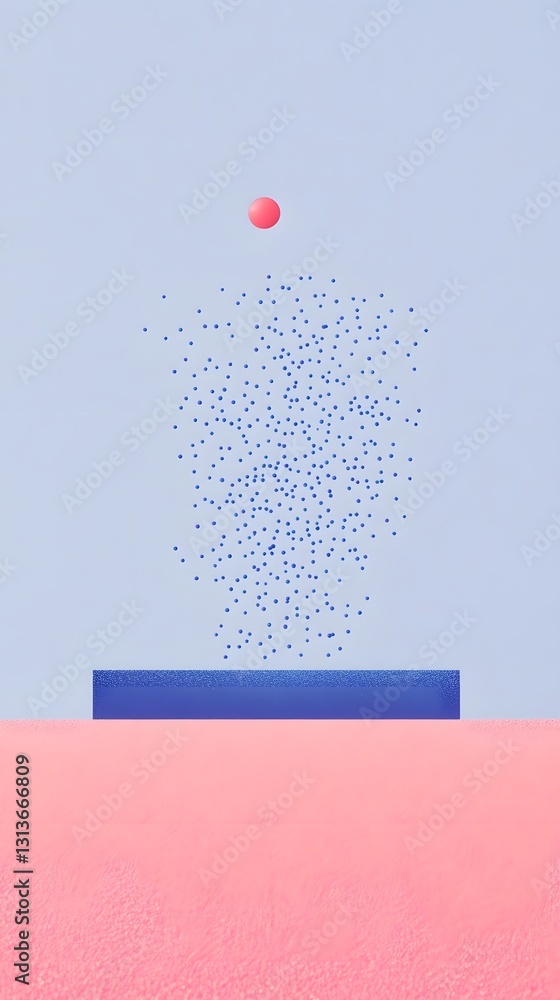 Poster a simple geometric abstract composition with floating elements and colors
