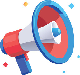 3d megaphone speaker or loudspeaker bullhorn for announce promotion, megaphone 3d loudhailer with microphone mockup
