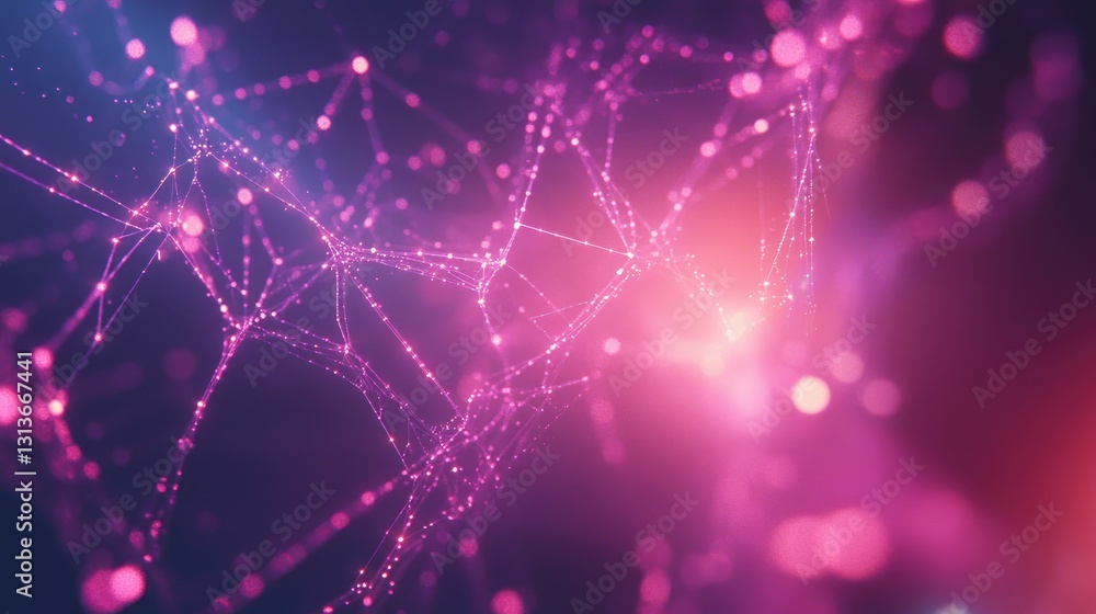 Poster an abstract digital network with glowing nodes and connections, set against a futuristic tech backgr
