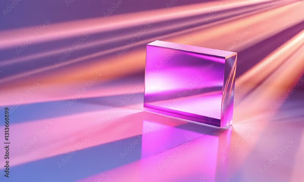 Poster a captivating image of a transparent glass prism reflecting vibrant colors and light beams, creating