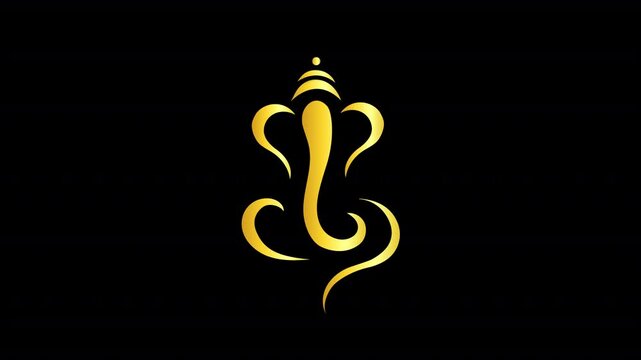 A radiant golden Ganesha animation, ideal for spiritual and wedding themes.