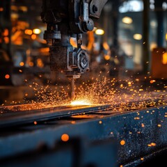 Metalwork and Sparks in an Orange Factory