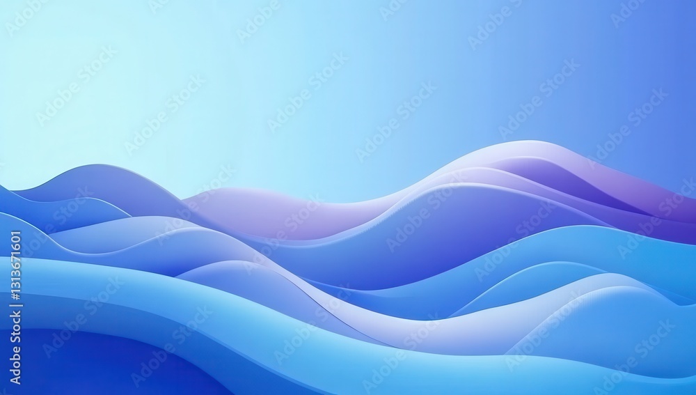 Aufkleber soft blue and purple waves in a smooth gradient depicting tranquil ocean or sky scene for abstract b