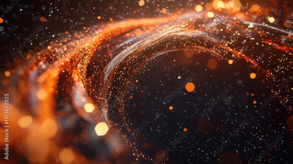 Poster Fizzy cola swirling with bubbles and sparkling highlights in a vortex motion, set against a dark background to highlight the motion and effervescence.
