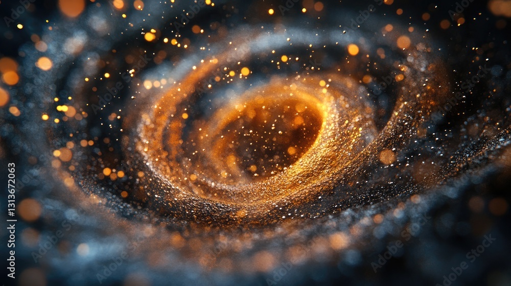 Poster Fizzy cola swirling with bubbles and sparkling highlights in a vortex motion, set against a dark background to highlight the motion and effervescence.