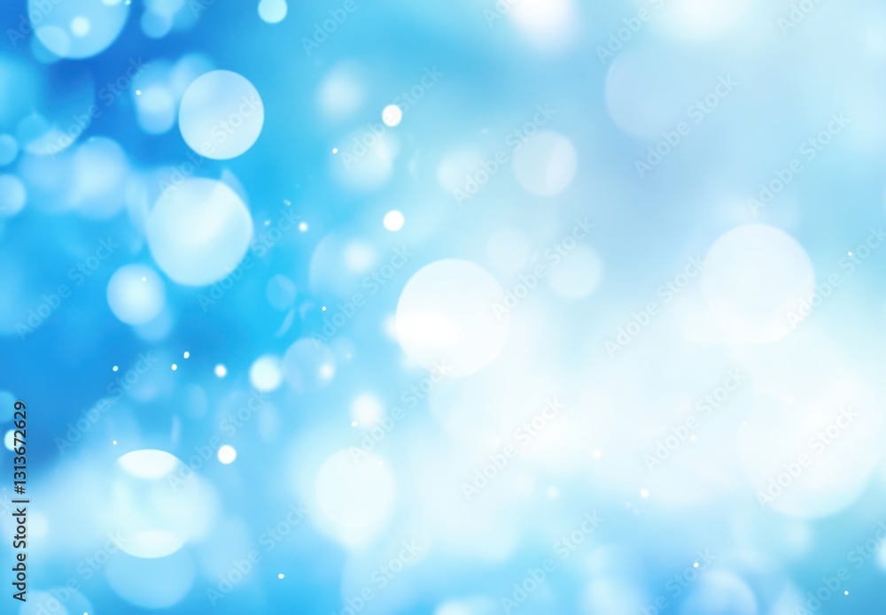 Poster soft blue and white bokeh background with gentle light highlights for creative design and artistic p