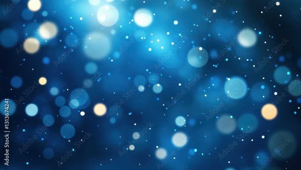 Poster soft blue background with shimmering lights and vivid bokeh effect for creative design projects and 