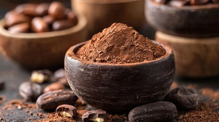 A bowl filled with luxurious cocoa chocolate for an irresistible indulgence in sweetness and comfort