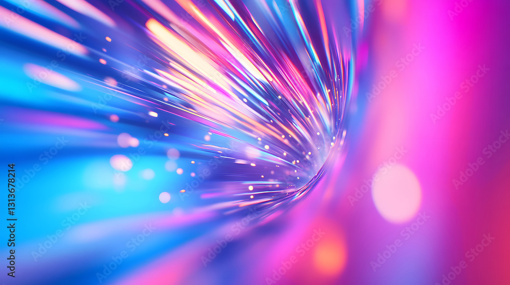 Poster speed lines background with lines and particles, abstract neon design concept illustration