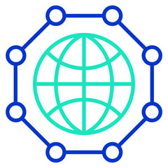 earth network outline dual color icon