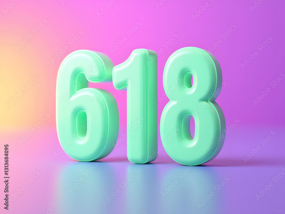 Poster 3d rendering digital font big sale event countdown concept element