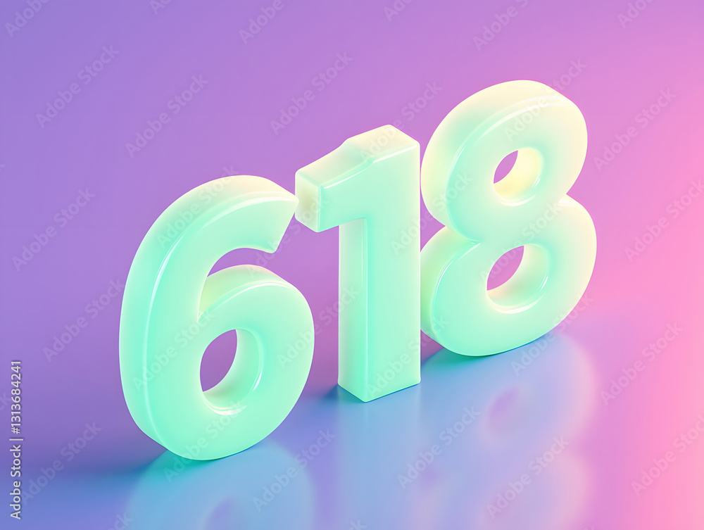 Poster 3d rendering digital font big sale event countdown concept element