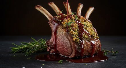 Delicious Rack of Lamb with Herb Crust and Pouring Sauce