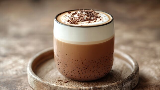 A warm and inviting cup of korean choco latte perfectly presented with realistic photography and ample copy space