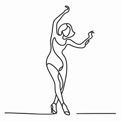 Graceful dancer performing with elegance in a minimalist line art style against a light background