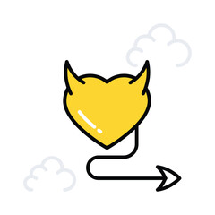 Devil Heart vector filled outline icon. EPS 10 file