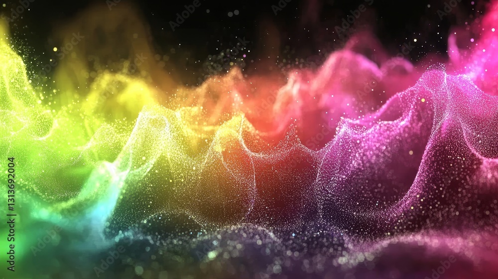 Poster prismatic energy stream abstract background for creative projects bright multicolored nebula galaxy 