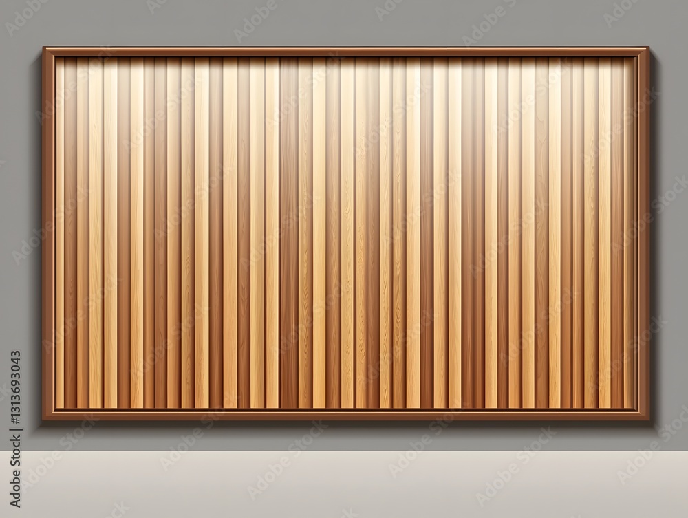 Poster minimalist wooden frame hanging on a wall with clean lines and a neutral background creating a moder