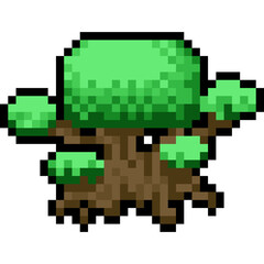 Cartoon pixel bonzai tree.