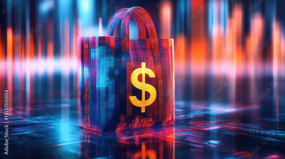 Aufkleber a cyber-financial security interface featuring a digital moneybag and biometric authentication.