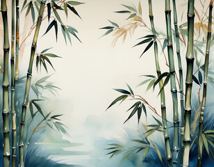 A serene ink painting of Chinese bamboo, symbolizing resilience and peace