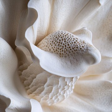 Close up macro image of a beautiful white flower structure