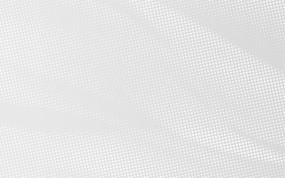 White dot halftone on grey background. Faded grit noise texture. Retro pixelated backdrop. Anime or manga style comic overlay. Vector graphic design textured template.