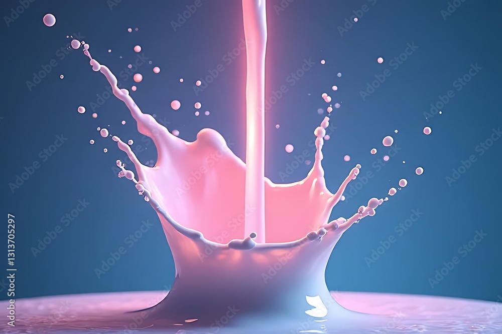 Poster dynamic milk splash action studio setting food photography minimalist background close-up view creat